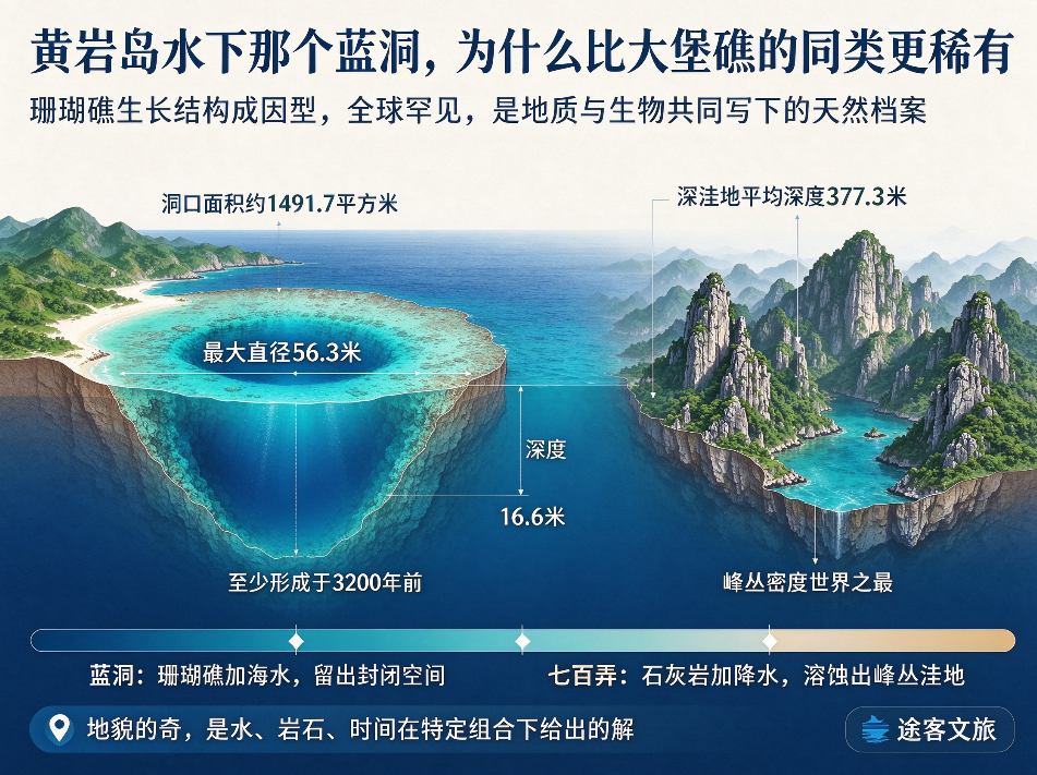 黄岩岛水下那个“蓝洞”，为什么比大堡礁的同类更稀有